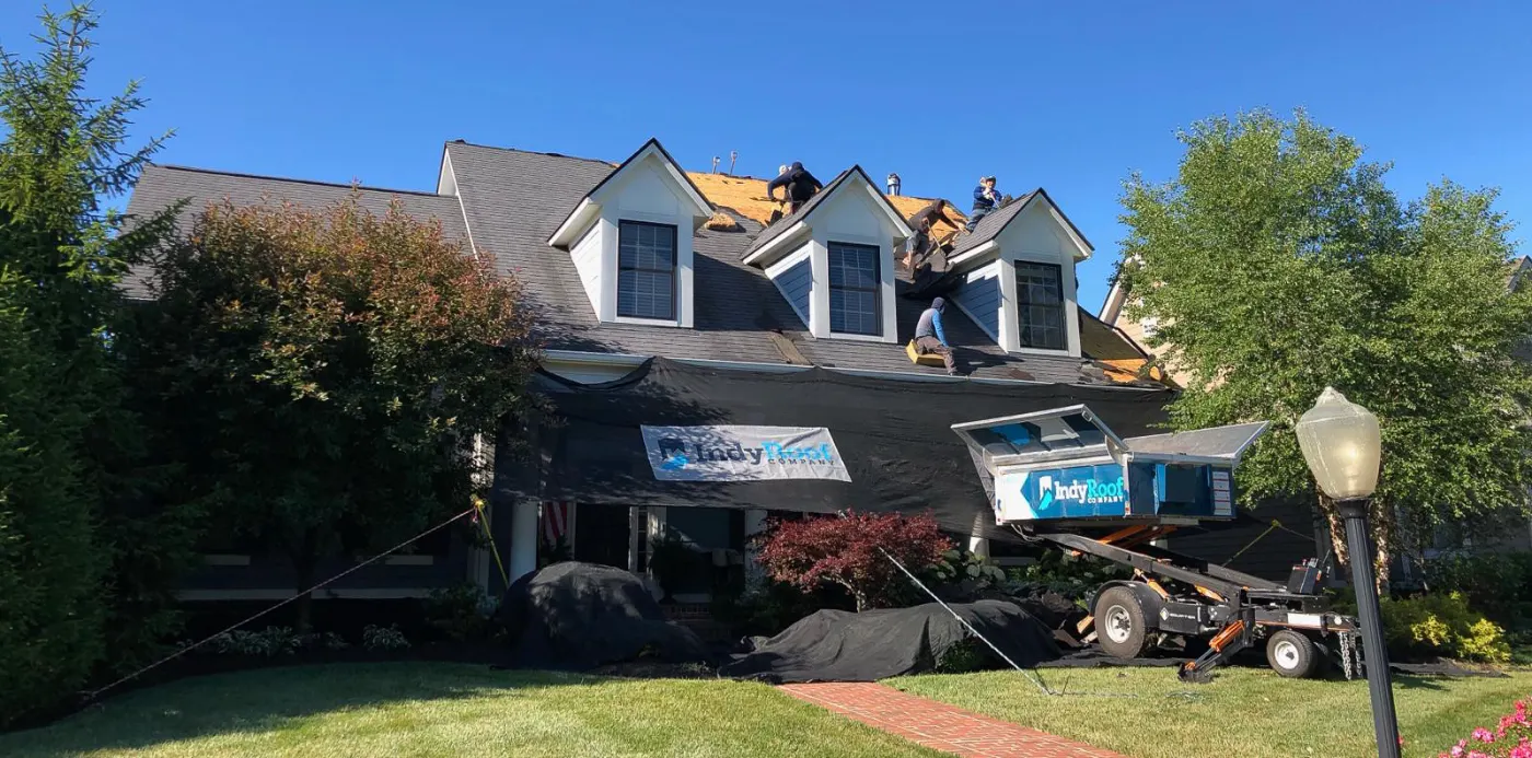 Emergency tarping on a Brandywine roof
